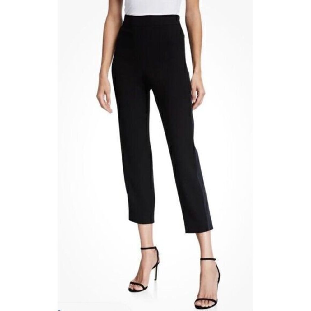 Elie Tahari black crepe polyester cropped pants two side slits, 12‎ NWT $225